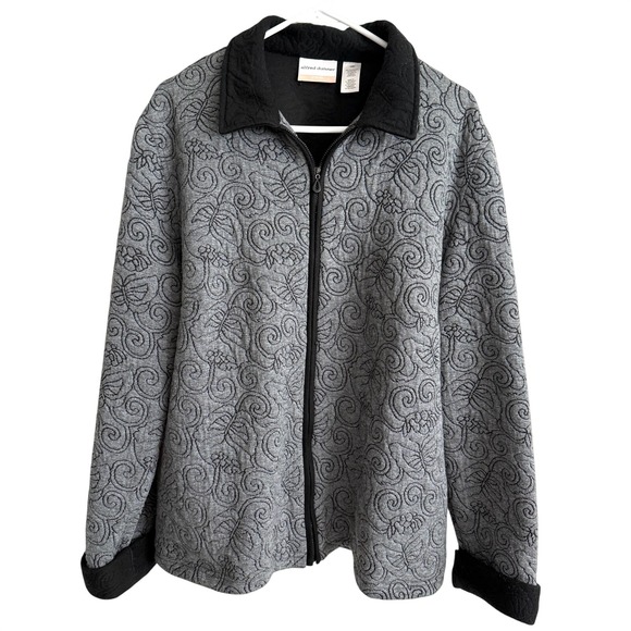 Alfred Dunner Jackets & Blazers - Alfred Dunner Womens 18W Zip Jacket Feminine Embroidery Casual Quilted Outdoors